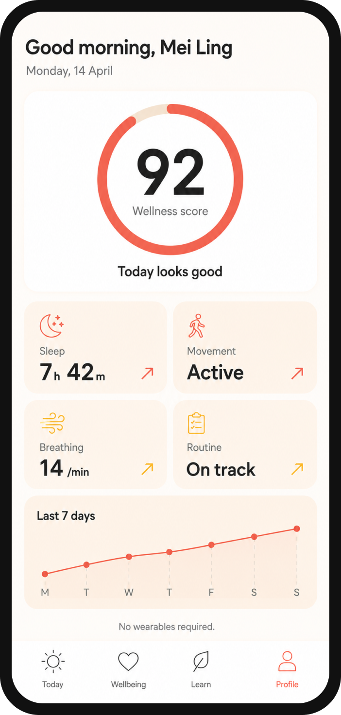 MyAIR wellbeing score screen